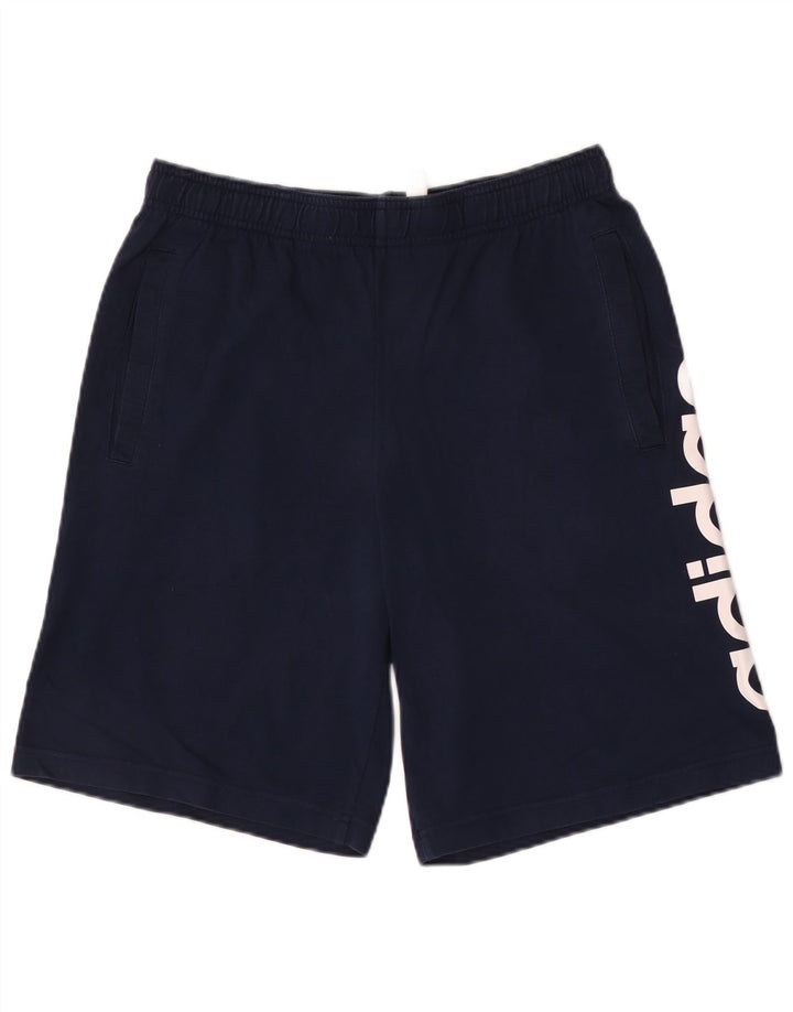 Shorts esportivos gráficos masculinos Adidas médio algodão azul marinho