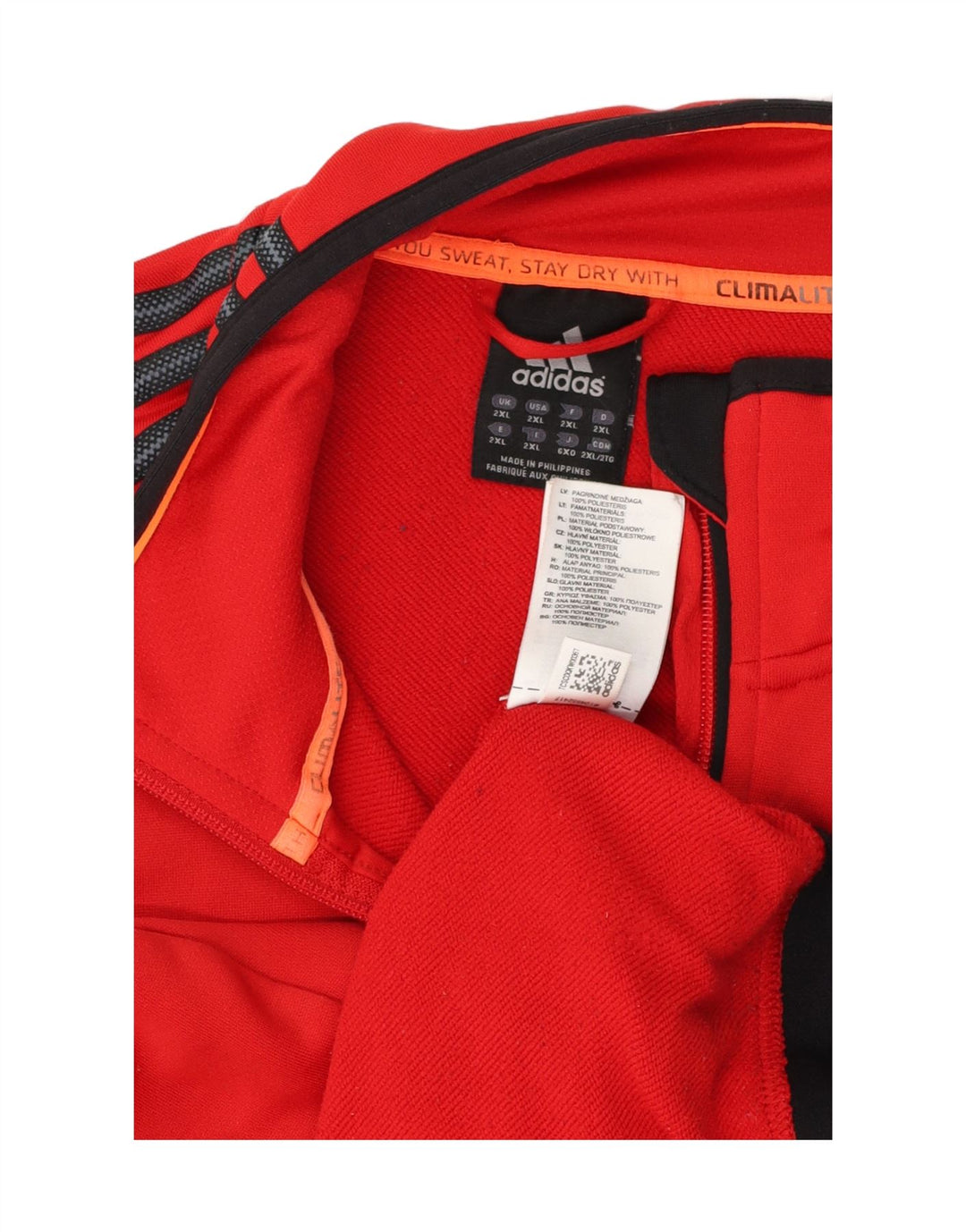 Jaqueta Adidas Mens Climalite Treino Top 2XL Poliéster Vermelho