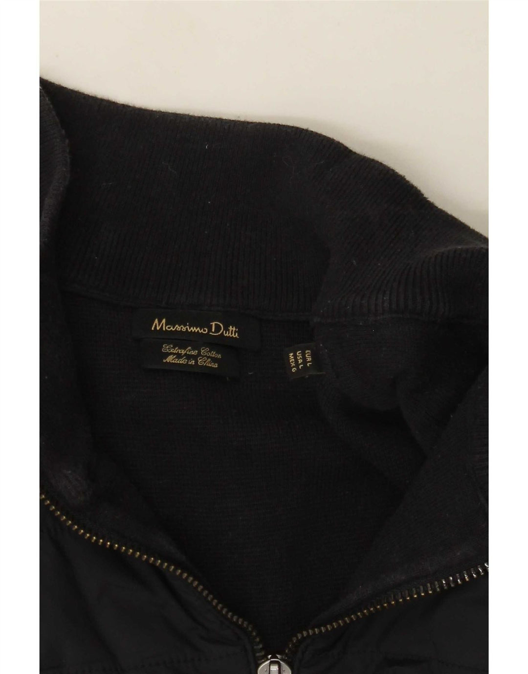 Suéter masculino Massimo Dutti com zíper e gola grande de algodão azul marinho