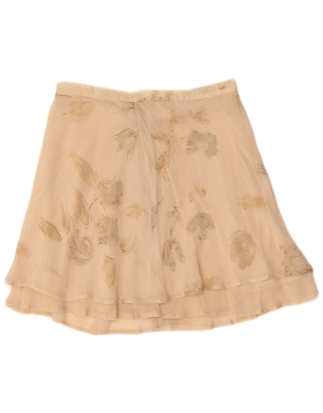 Mini saia feminina vintage W28 médio bege floral