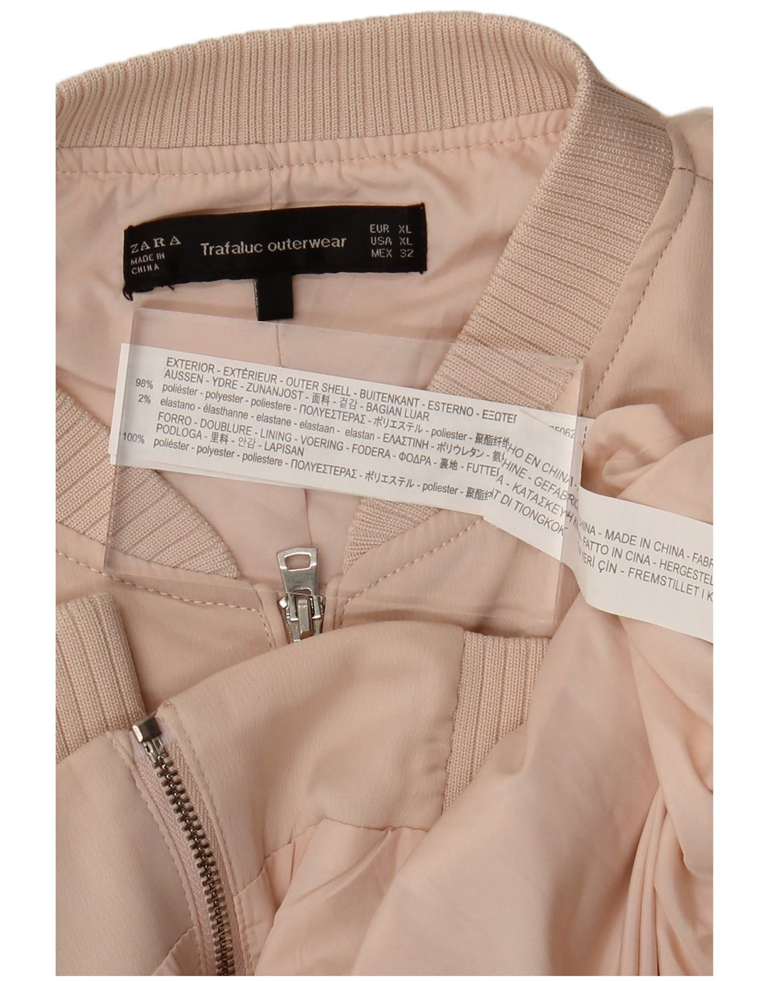 Jaqueta bomber feminina ZARA UK 18 XL rosa poliéster