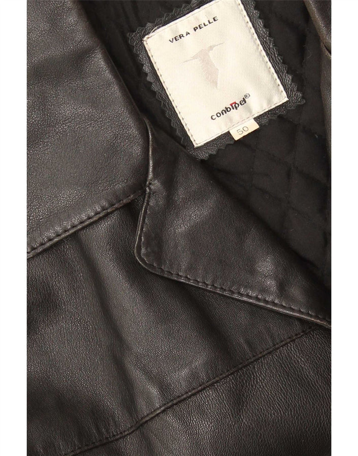 Jaqueta blazer masculina de couro com 4 botões da Conbipel IT 50 grande preta
