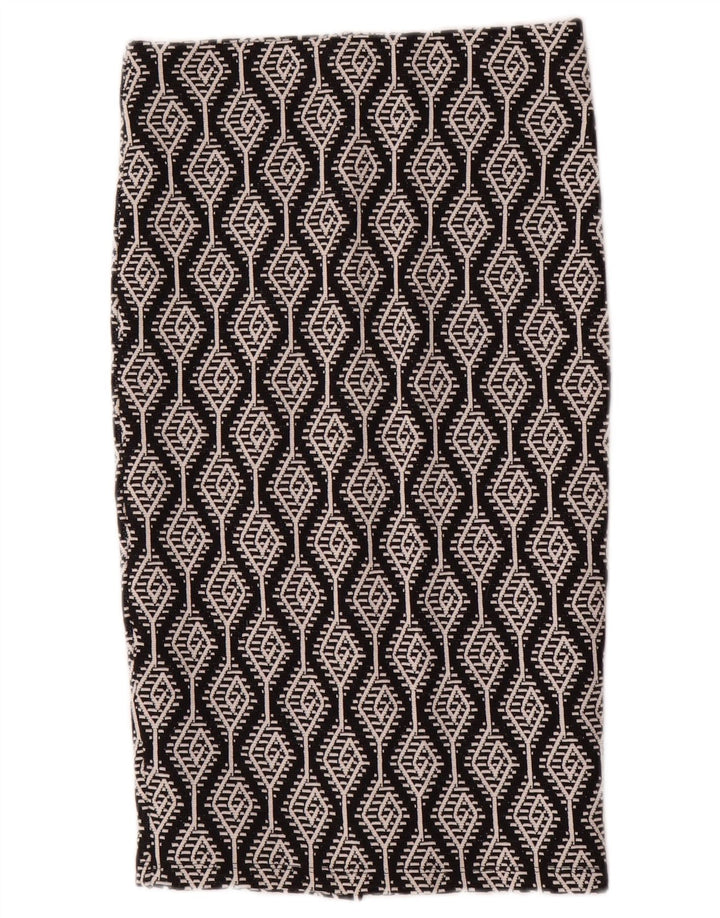 Saia reta feminina Zara pequena W26 algodão Ikat preto