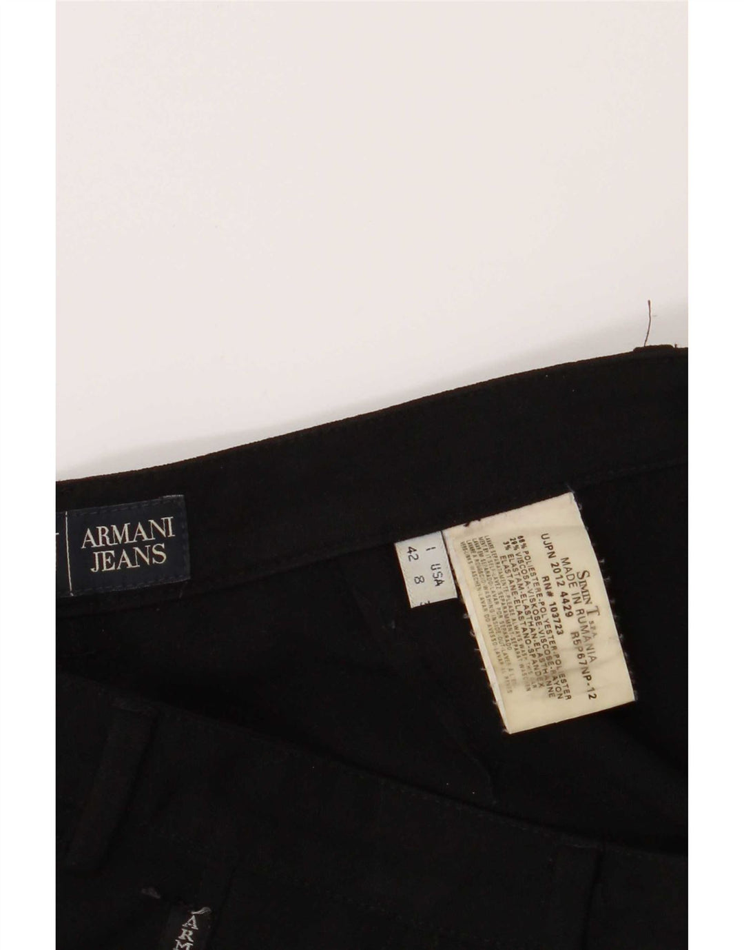 Calça feminina casual Armani Bootcut Reino Unido 12 médio W28 L30 poliéster preto
