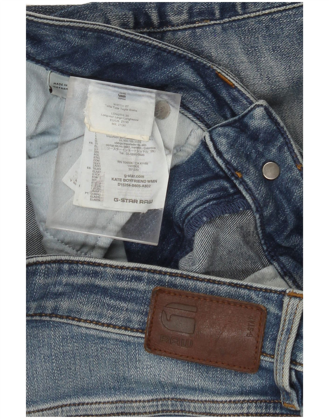 Shorts jeans feminino Boyfriend G-STAR W27 pequeno algodão azul