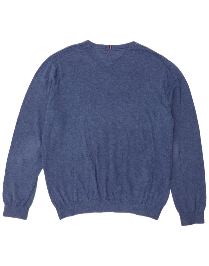 Suéter masculino Tommy Hilfiger com decote em V XL azul clássico