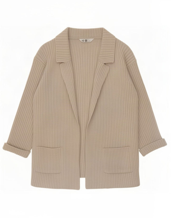 Suéter cardigã feminino Marks & Spencer Reino Unido 10 lã bege pequena