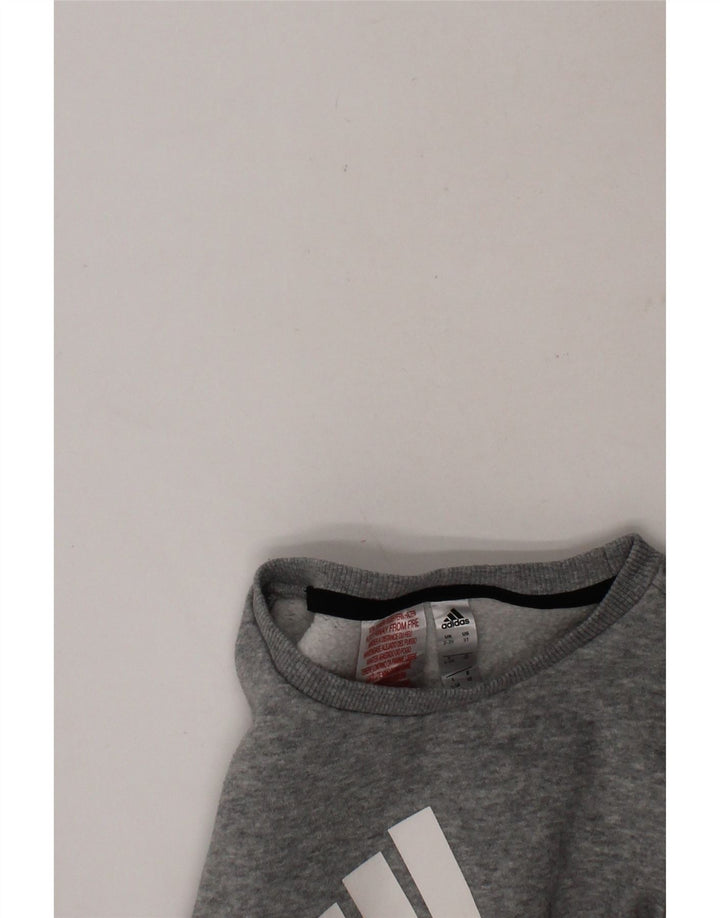 ADIDAS Boys Graphic Sweatshirt Jumper 2-3 Years Grey Cotton Vintage Adidas and Second-Hand Adidas from Messina Hembry 