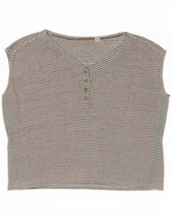 Colete feminino com material branco UK 16 Linho listrado grande
