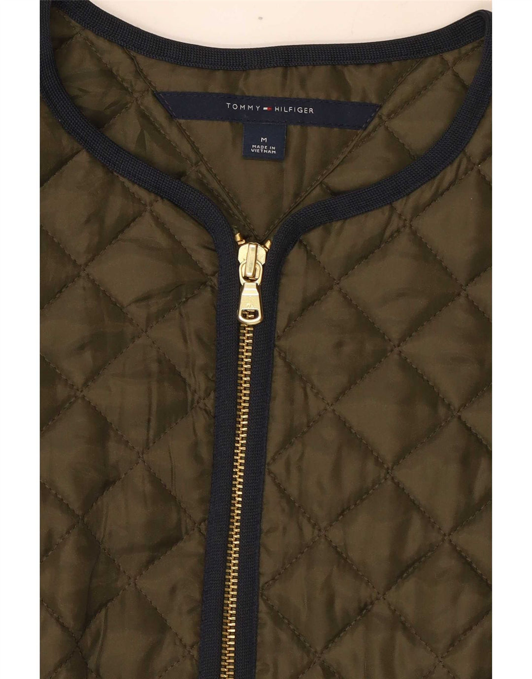 Colete acolchoado feminino Tommy Hilfiger UK 12 poliéster cáqui médio