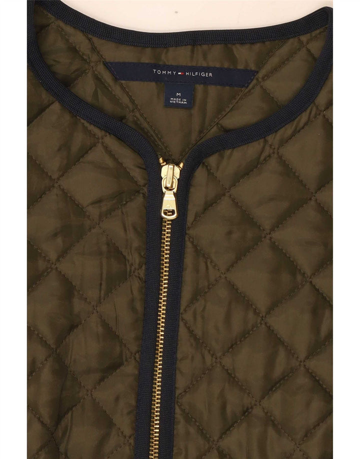 Colete acolchoado feminino Tommy Hilfiger UK 12 poliéster cáqui médio