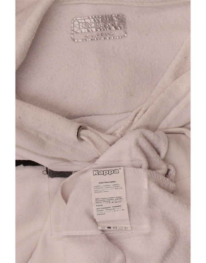 KAPPA Mens Graphic Hoodie Jumper XL White Cotton Vintage Kappa and Second-Hand Kappa from Messina Hembry 