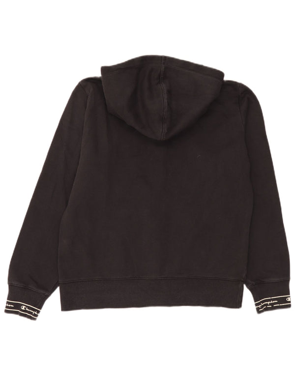 Suéter feminino Champion com capuz e zíper gráfico UK 18 XL algodão preto