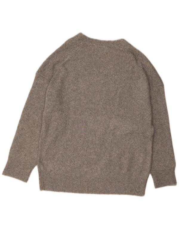 Zara Suéter feminino solto com decote em V Reino Unido 14 cinza médio acrílico