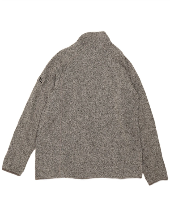 Jaqueta masculina de agasalho gráfico Patagonia 2XL poliéster manchado cinza