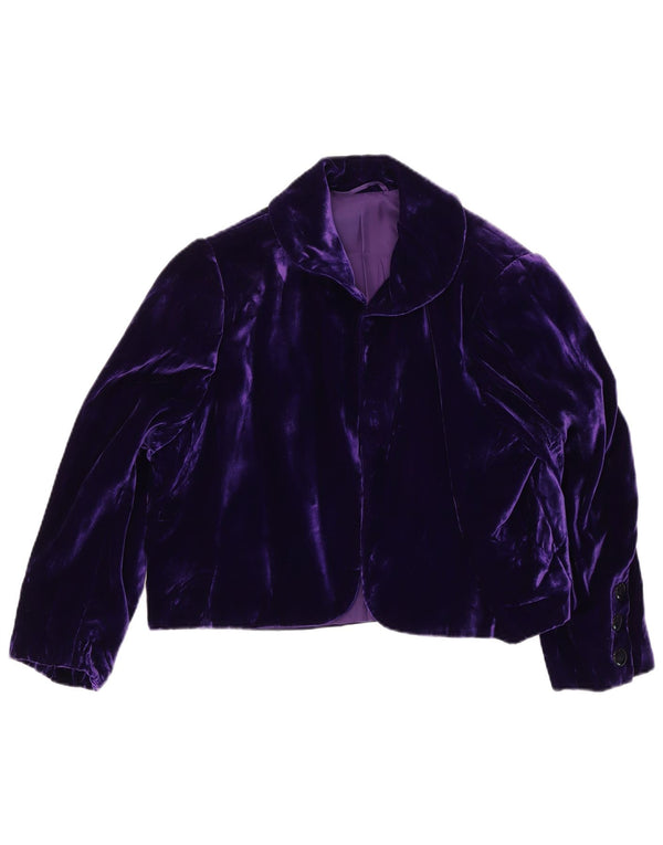 Jaqueta Bolero Feminina Vintage Crop Velvet Open UK 14 Médio Roxo