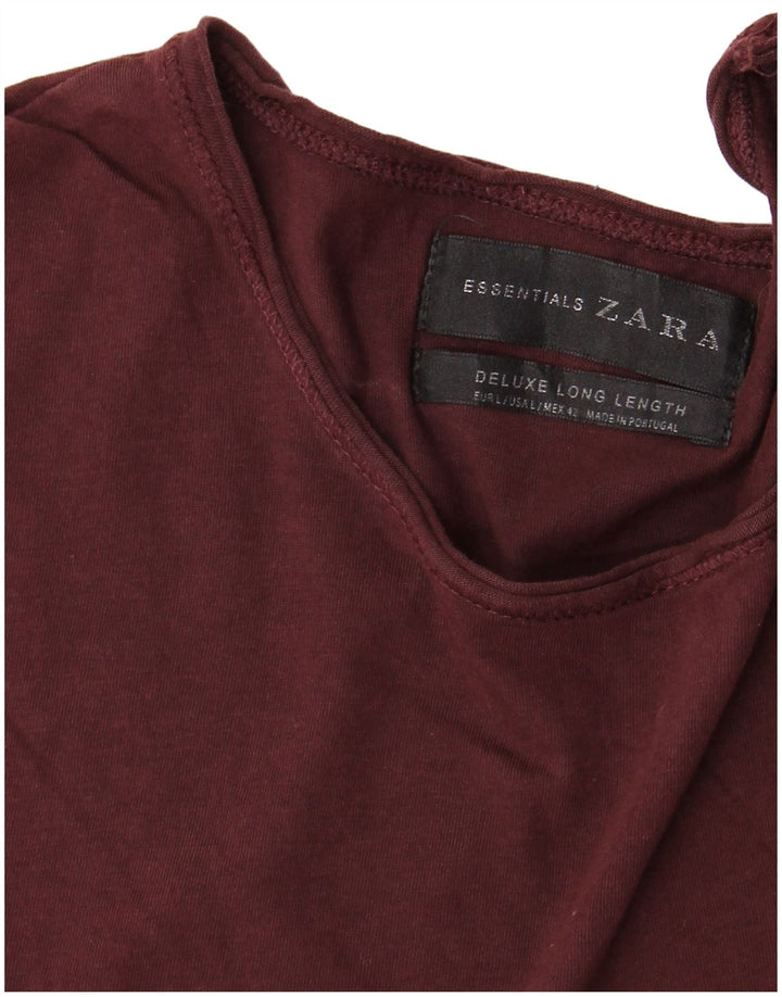 ZARA Camiseta Longa Masculina Top Grande Borgonha