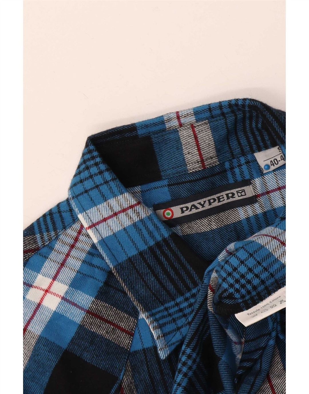 Camisa masculina de flanela de ajuste regular Payper, algodão xadrez azul pequeno