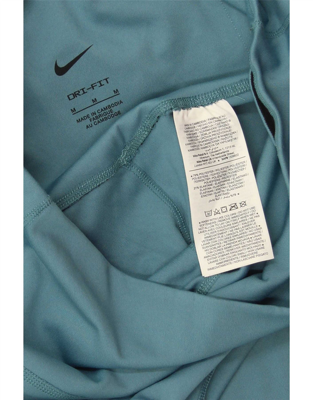 Leggings Nike Dri Fit Feminino UK 12 Poliéster Azul Médio