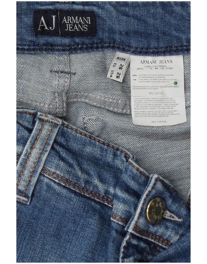 ARMANI Calça jeans feminina slim W26 L26 algodão azul