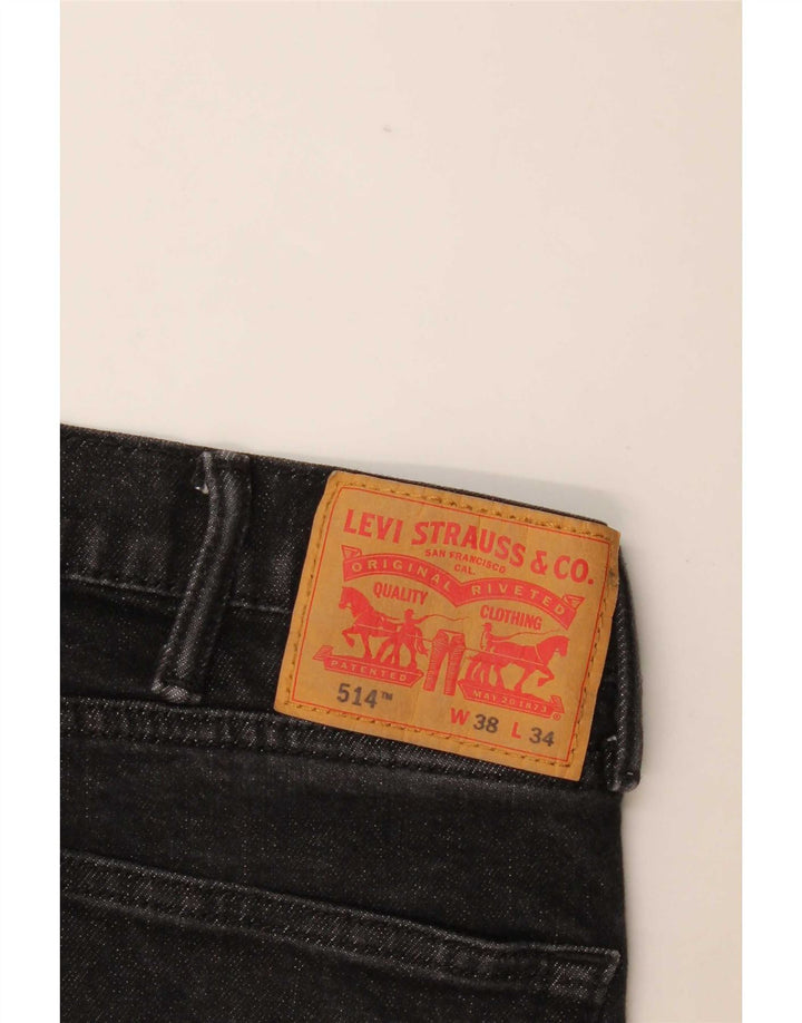Levi's Masculino 514 Straight Jeans W38 L34 Algodão Preto