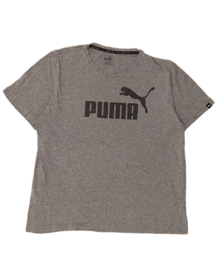 Camiseta masculina Puma Graphic Top grande algodão manchado cinza
