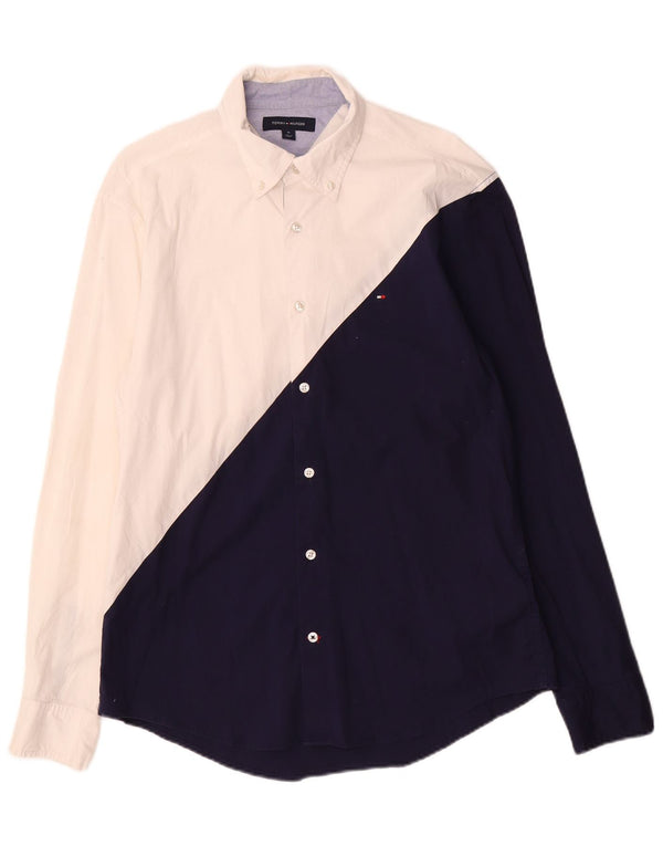 Camisa masculina Tommy Hilfiger média branca colorblock