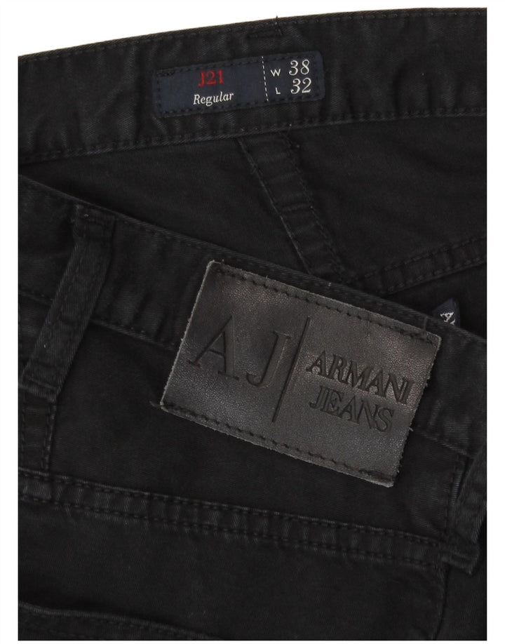 Armani Masculino Regular Straight Jeans W38 L32 Algodão Preto