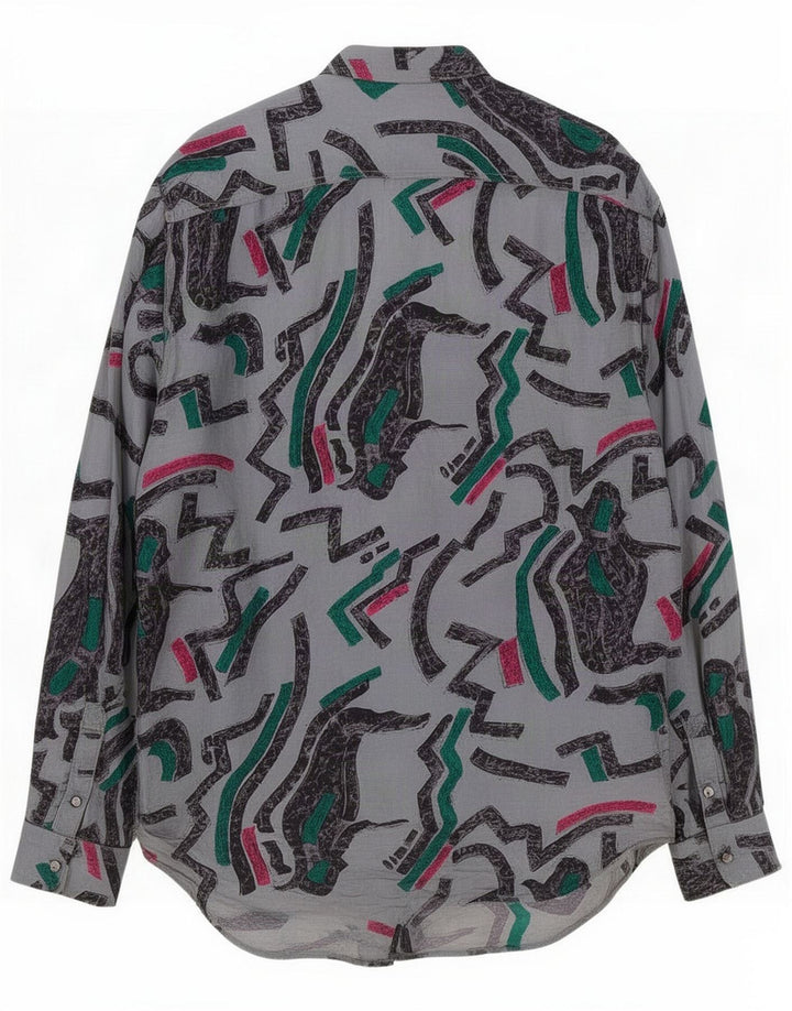 Schoffel Camisa masculina com estampa abstrata XL Acetato cinza