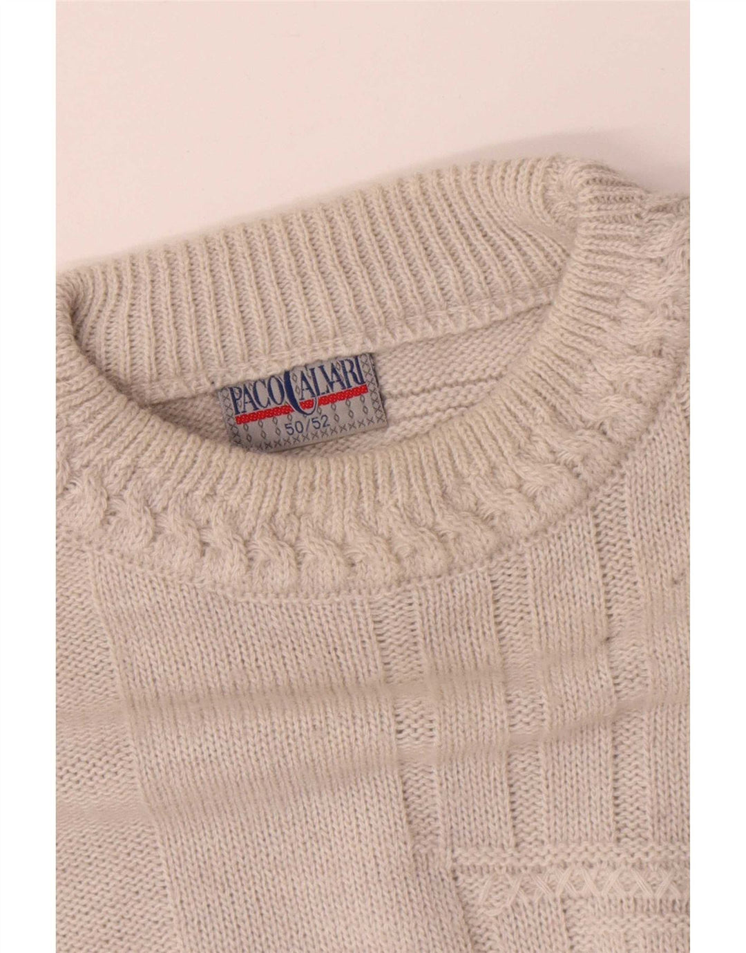 Suéter masculino Paco Calvari com gola redonda IT 50/52 médio branco geométrico