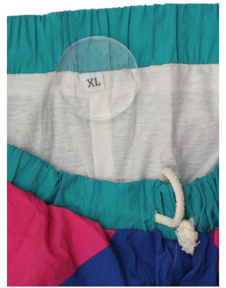 Calça de treino masculina vintage XL Colorblock multicolorido