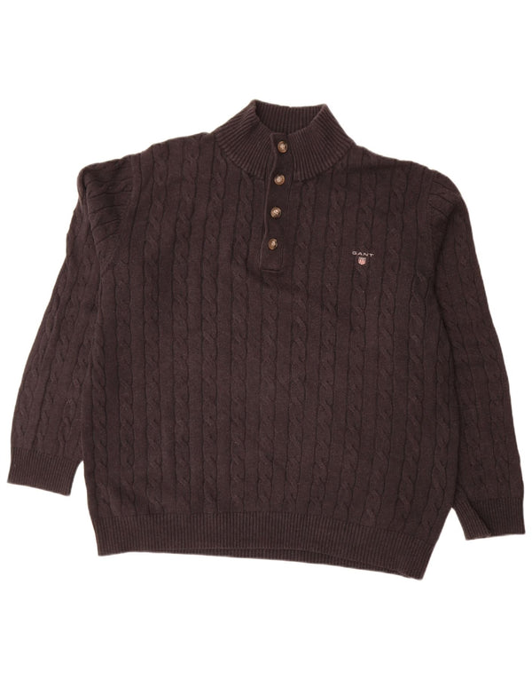 Suéter masculino Gant com gola e botão 2XL algodão preto