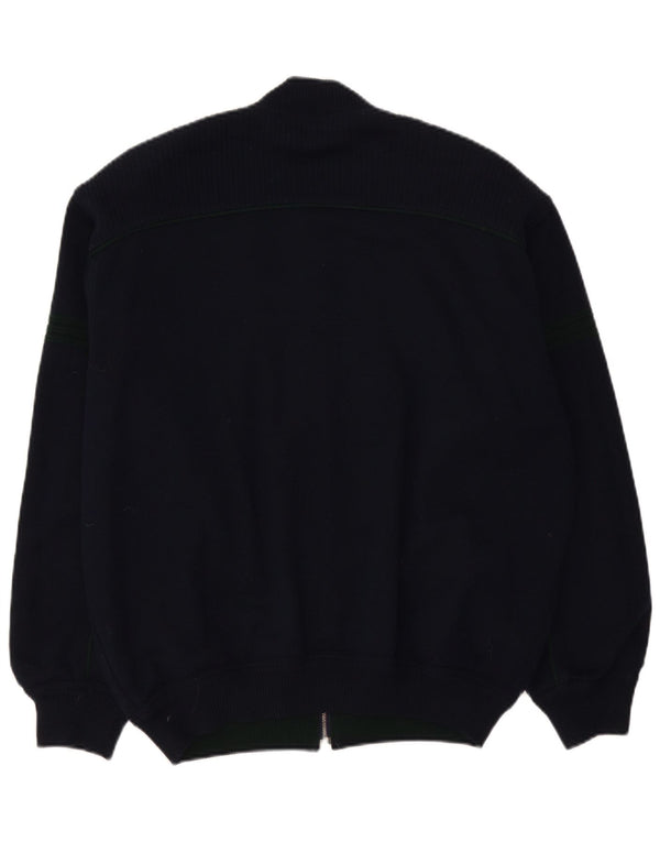 Suéter vintage masculino solto, cardigã IT 52 grande lã azul marinho