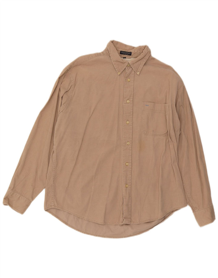 Camisa masculina de veludo cotelê Izod grande algodão bege