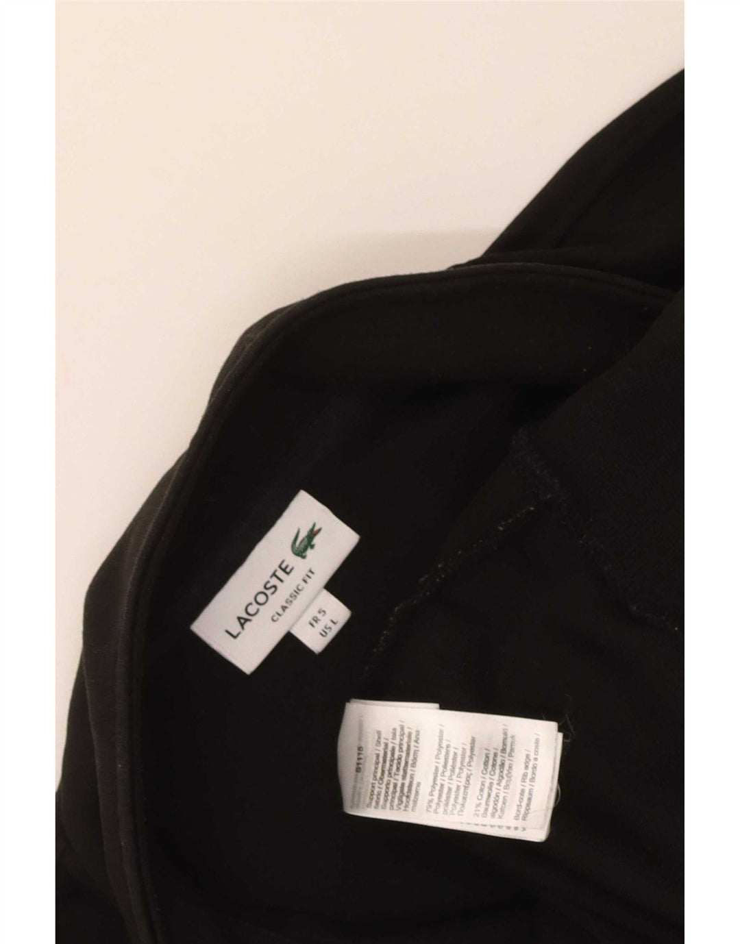 Lacoste Mens Classic Fit Zip Neck Moletom Jumper Tamanho 5 Grande Preto