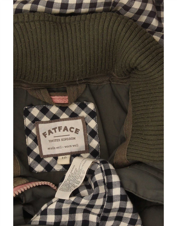 Jaqueta Parka com capuz feminina Fat Face Reino Unido 10 algodão cáqui pequeno