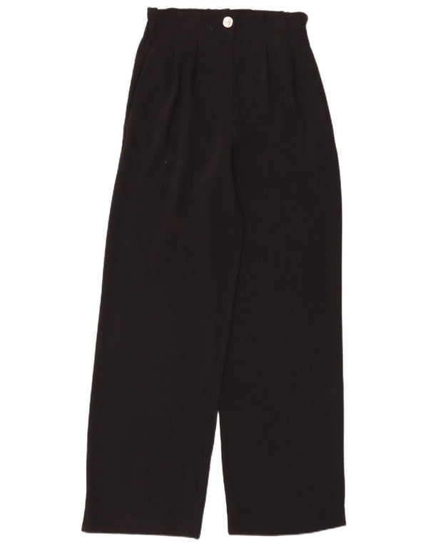 Calça Chino feminina Zara cintura alta solta XS W24 L32 poliéster preto