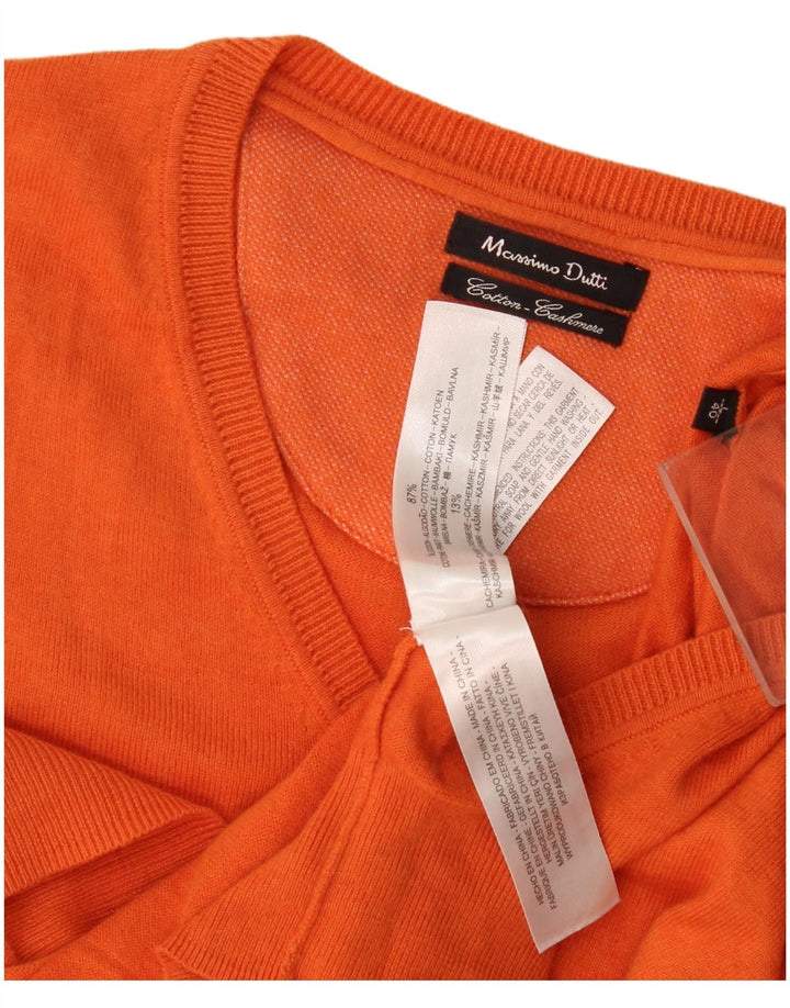 Suéter masculino Massimo Dutti com decote em V grande algodão laranja