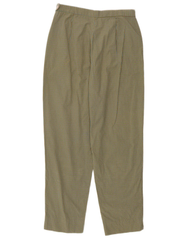 Calças cortadas femininas vintage IT 40 pequenas W26 L24 verde guingão