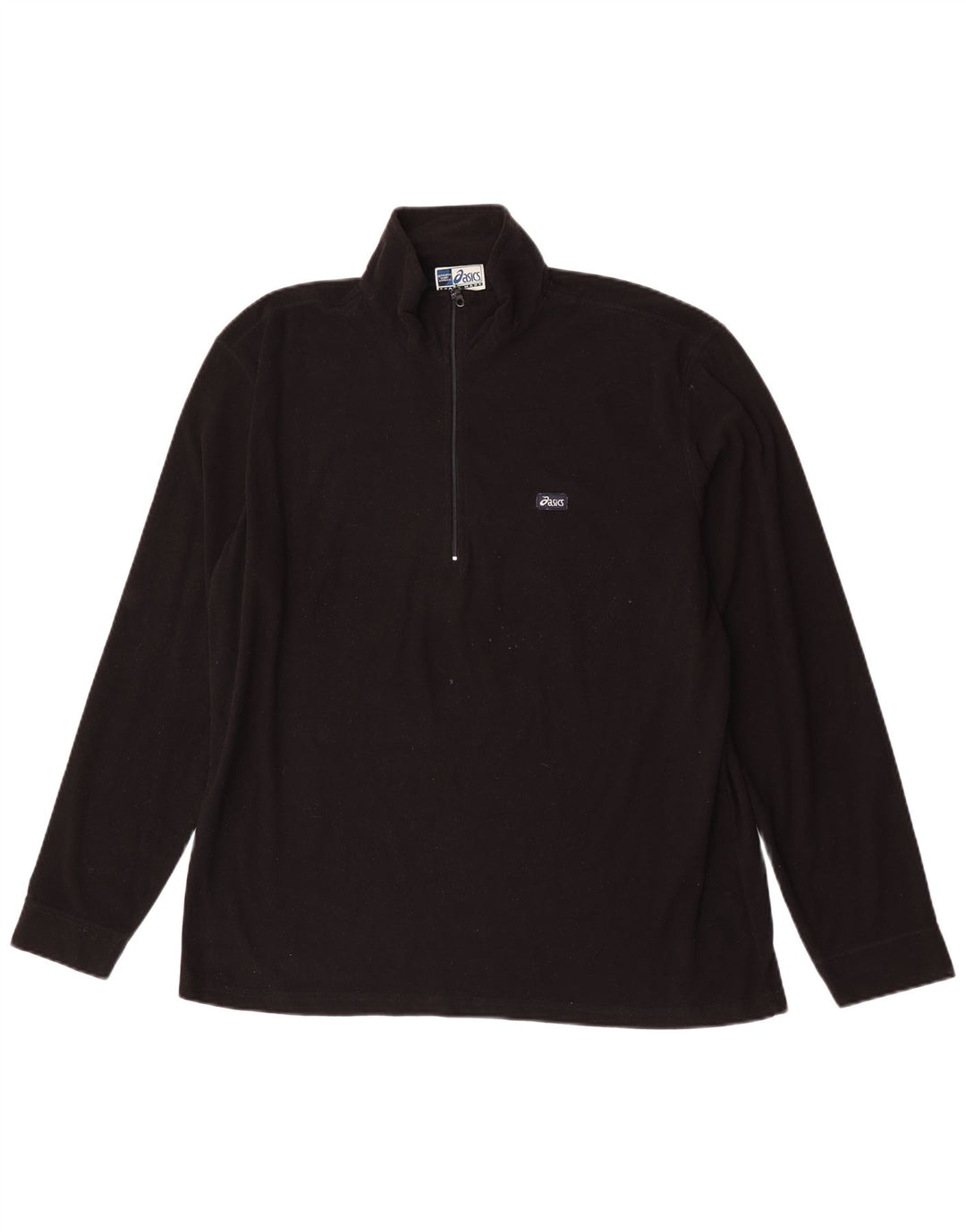 Asics Mens Zip Neck Pullover Treino Top 2XL Poliéster Preto
