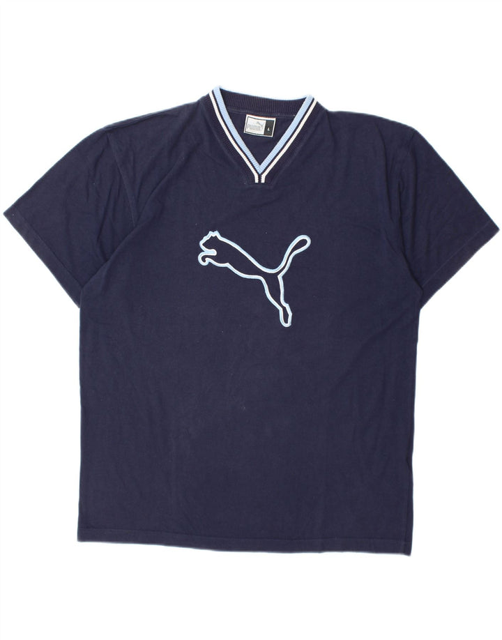 Camiseta masculina gráfica PUMA grande algodão azul marinho