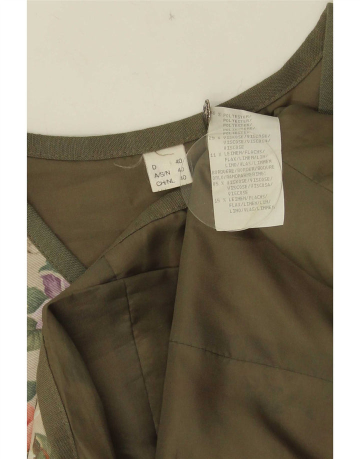 Colete feminino vintage EU 40 poliéster floral bege médio