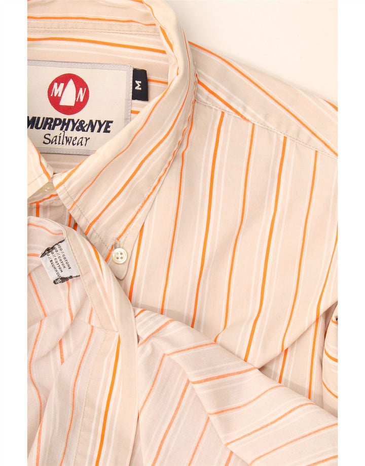 Camisa masculina Murphy & Nye de algodão listrado bege médio