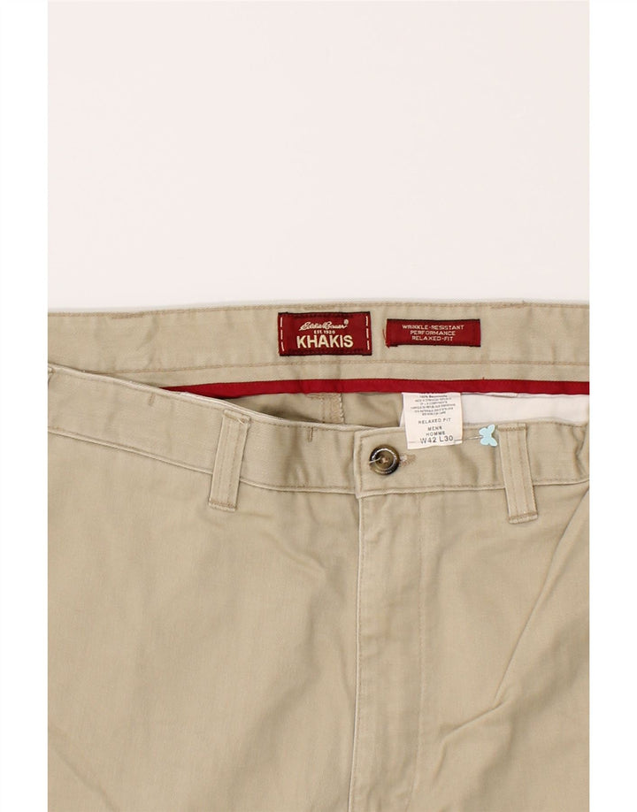 EDDIE BAUER Mens Relaxed Fit Straight Chino Trousers W42 L30 Beige Cotton Vintage Eddie Bauer and Second-Hand Eddie Bauer from Messina Hembry 