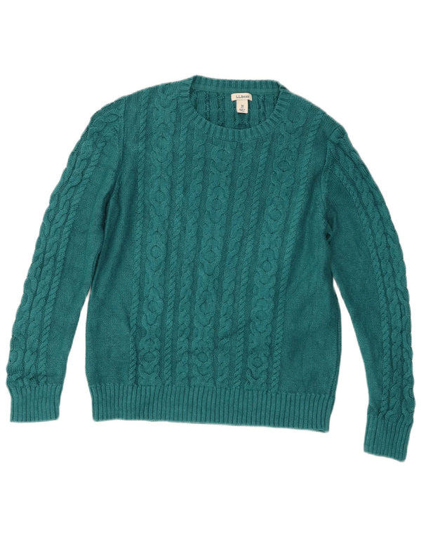 Suéter feminino L.L.Bean com gola canoa e algodão turquesa médio Reino Unido 12