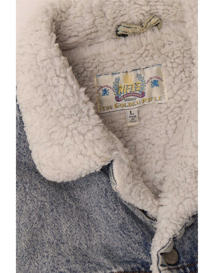 Jaqueta jeans masculina Rifle Sherpa UK 40 grande azul