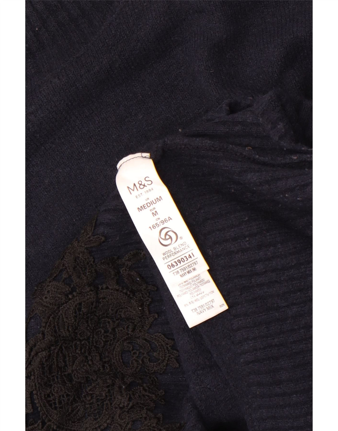 Suéter feminino Marks & Spencer com gola tartaruga Reino Unido 14 médio azul marinho