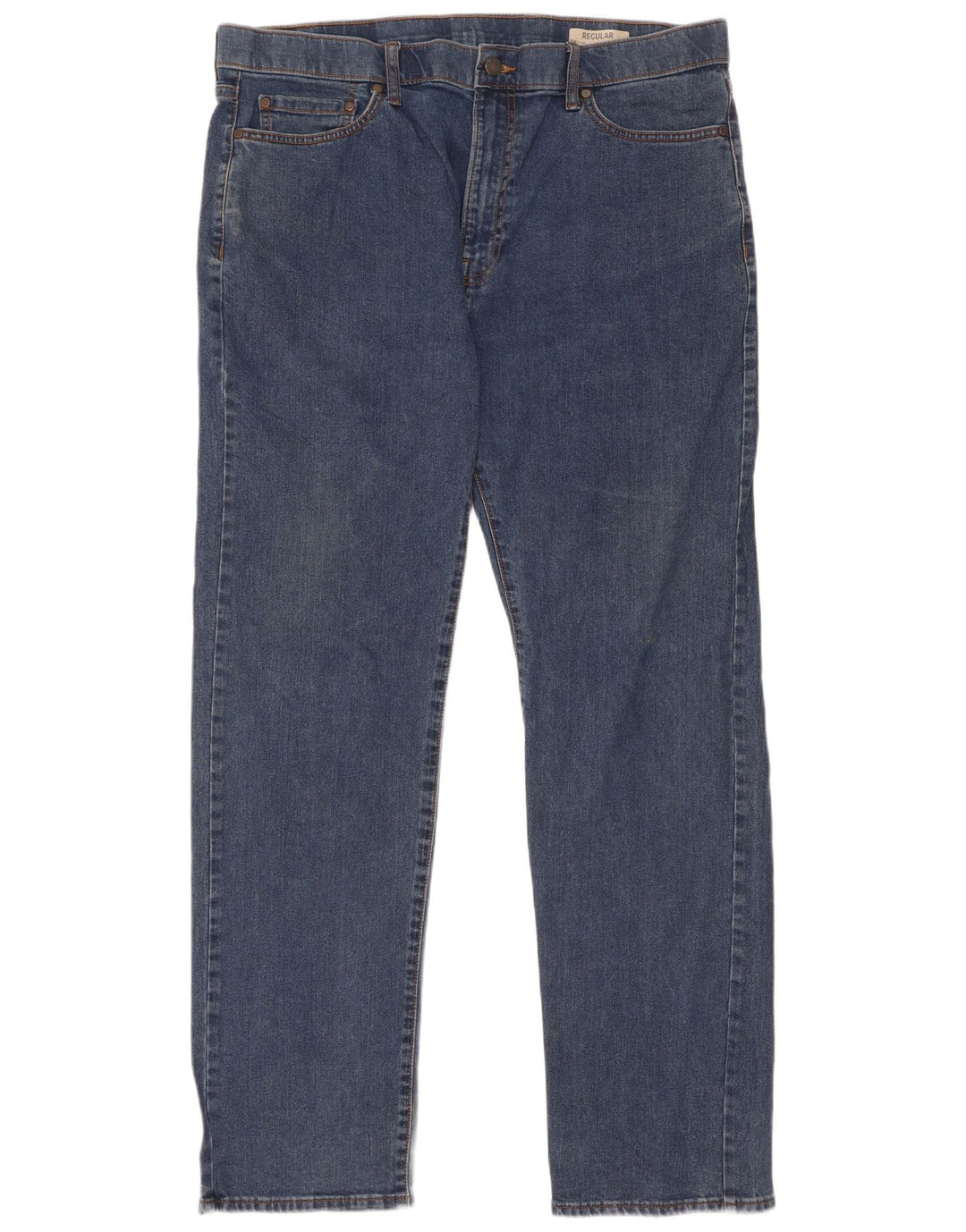 Calça jeans reta regular masculina Marks & Spencer W38 L33 algodão azul