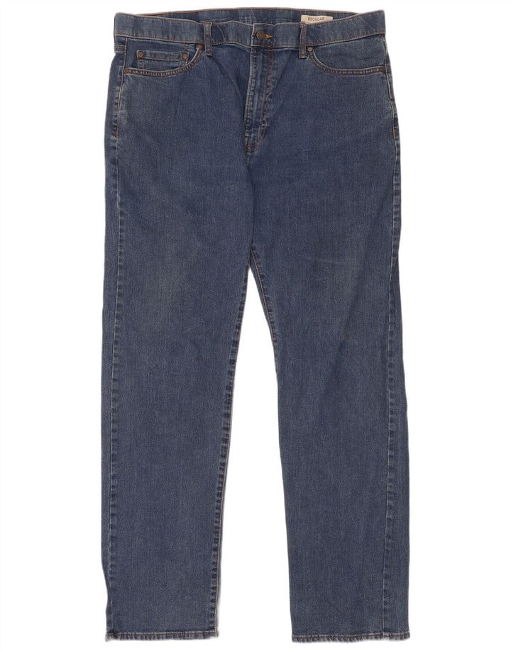 Calça jeans reta regular masculina Marks & Spencer W38 L33 algodão azul