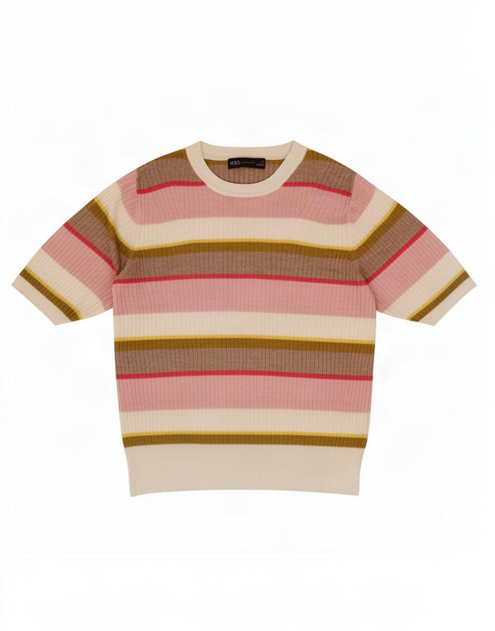 Camiseta feminina Marks & Spencer UK 12 média listrada multicolorida